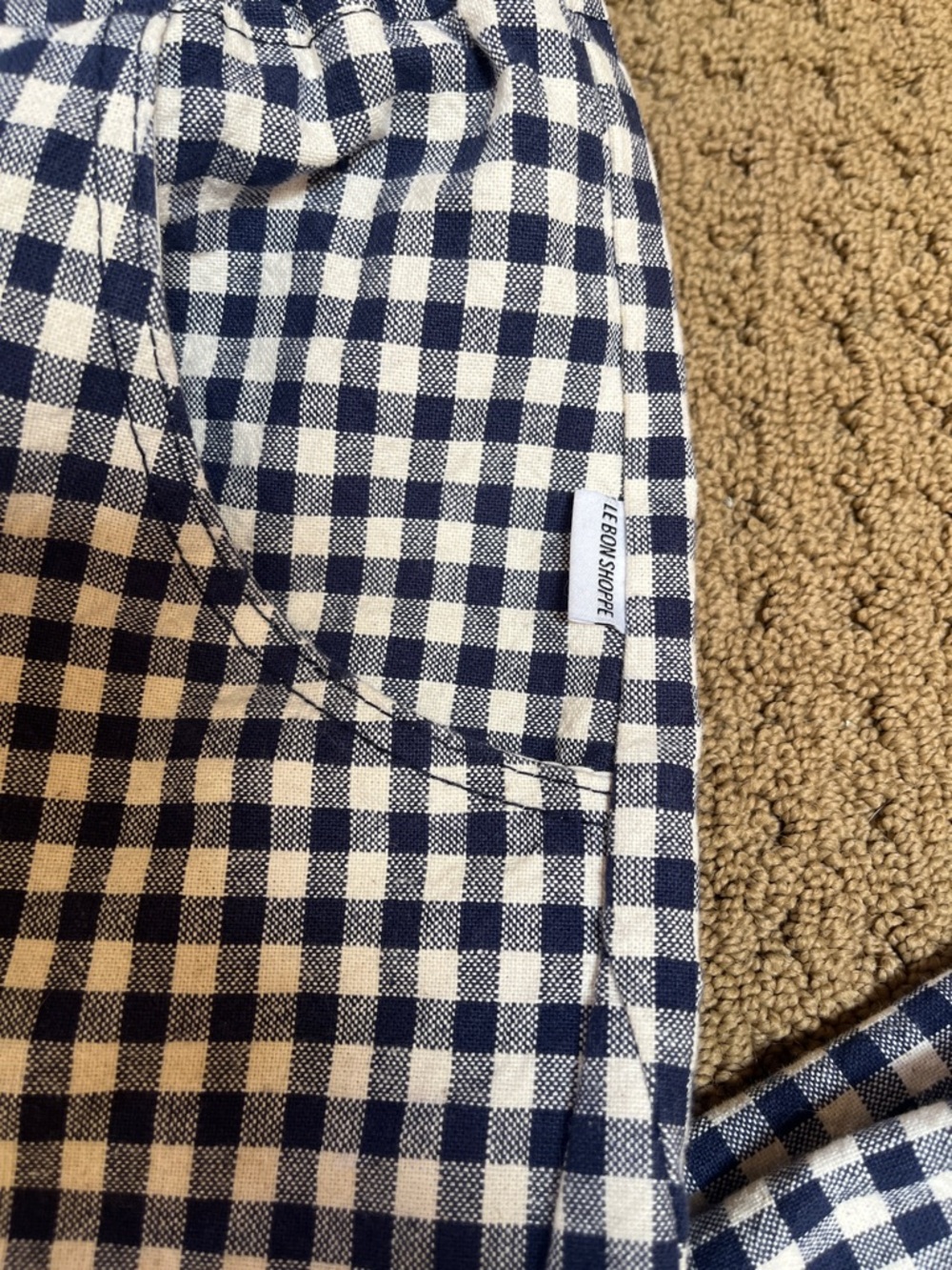 Le Bon Shoppe Arc Pants in Navy & White Gingham - S - Picture 3 of 6